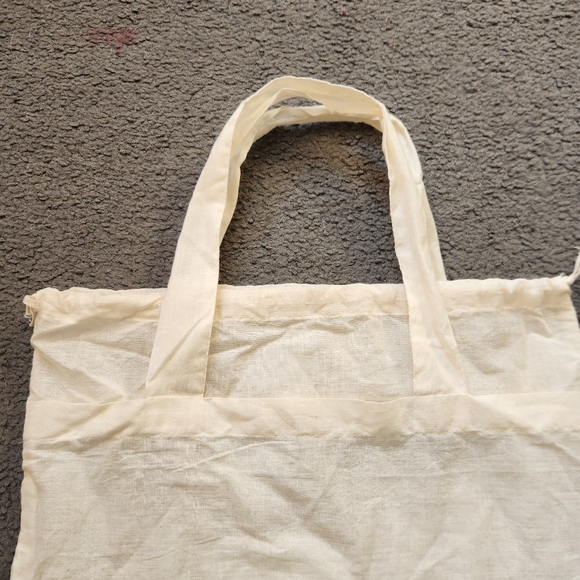 JOHNNY WAS Tote Cream Double Handle Draw String Cotton Shopping - Picture 3 of 8